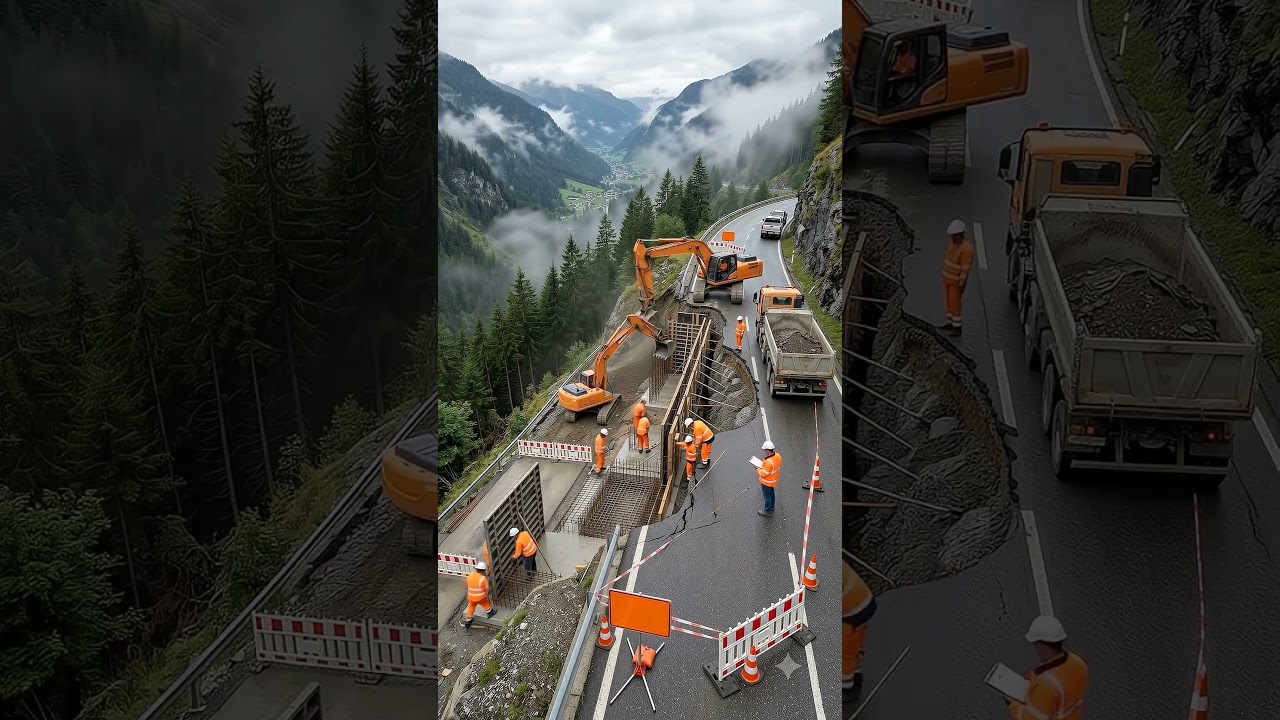 Collapsed Mountain Road Rebuilt Stronger