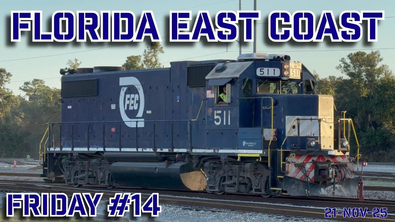FEC Hurricane GP38-2 switches Bowden, NS crosses the St. Johns, 107 at sunset in St. Augustine 4K