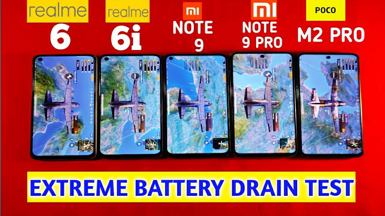 Realme 6i vs Realme 6 vs Redmi Note 9 vs Redmi Note 9 Pro vs Poco M2 Pro | Battery Drain Test 🔥