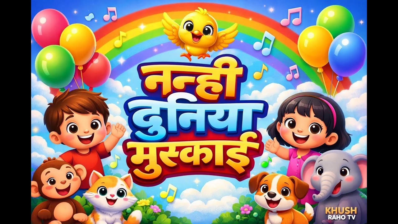 नन्ही दुनिया मुस्काए । nanhee duniya muskae | Hindi Kids Song | Nursery Rhyme | Poem  | Cartoon