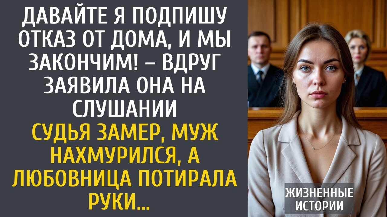 Давайте я подпишу отказ от дома, и мы закончим! – вдруг заявила она на слушании… Судья замер, а муж…