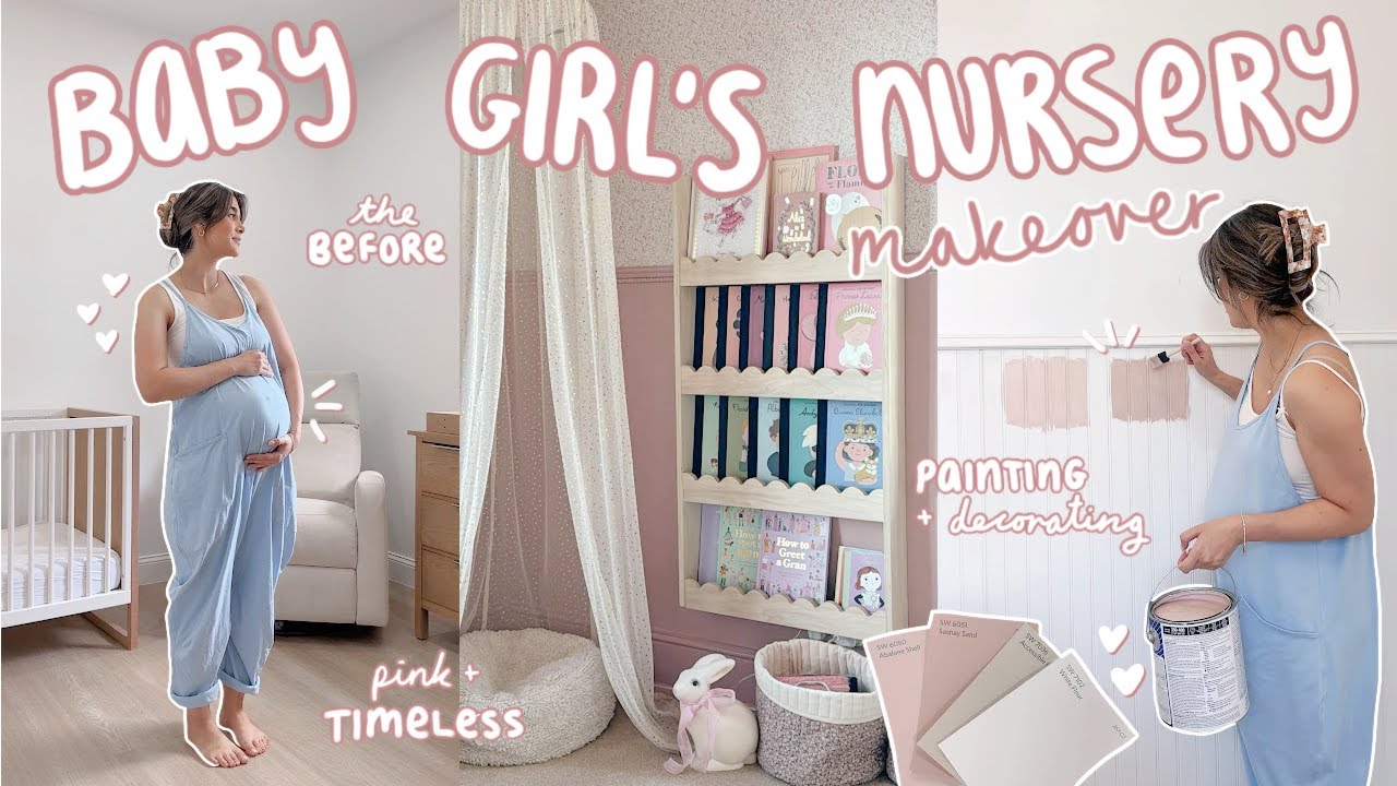 starting BABY GIRLS NURSERY 🎀 pink walls, adding beadboard + vintage decor!