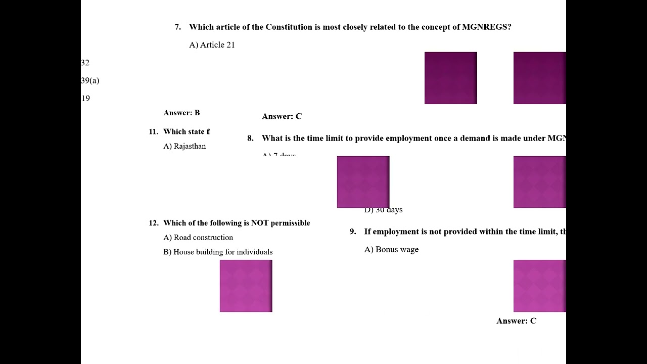 20 Important Questions on MGNREGs.