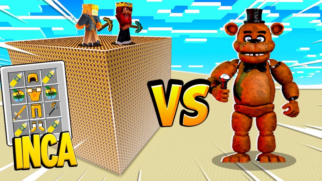 CUBÃO DE LUCKY BLOCK INCA CONTRA ANIMATRONIC NO MINECRAFT