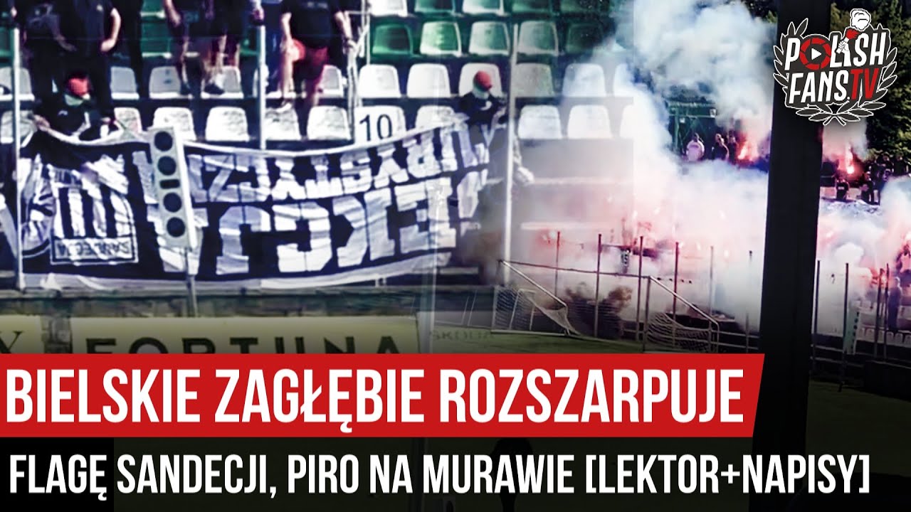 Bielskie Zagłębie rozszarpuje flagę Sandecji, piro na murawie [LEKTOR+NAPISY] (03.10.2020 r.)
