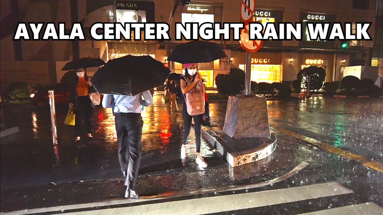 RAINY NIGHT WALK AT AYALA CENTER MAKATI | RAIN ASMR