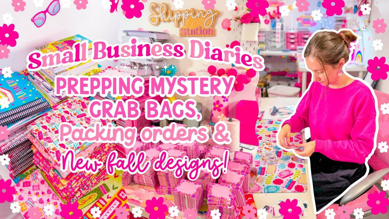Small Business Diaries 🩷 Prepping Mystery Grab Bags, Packing Orders & New Fall Designs 🍁 STUDIO VLOG