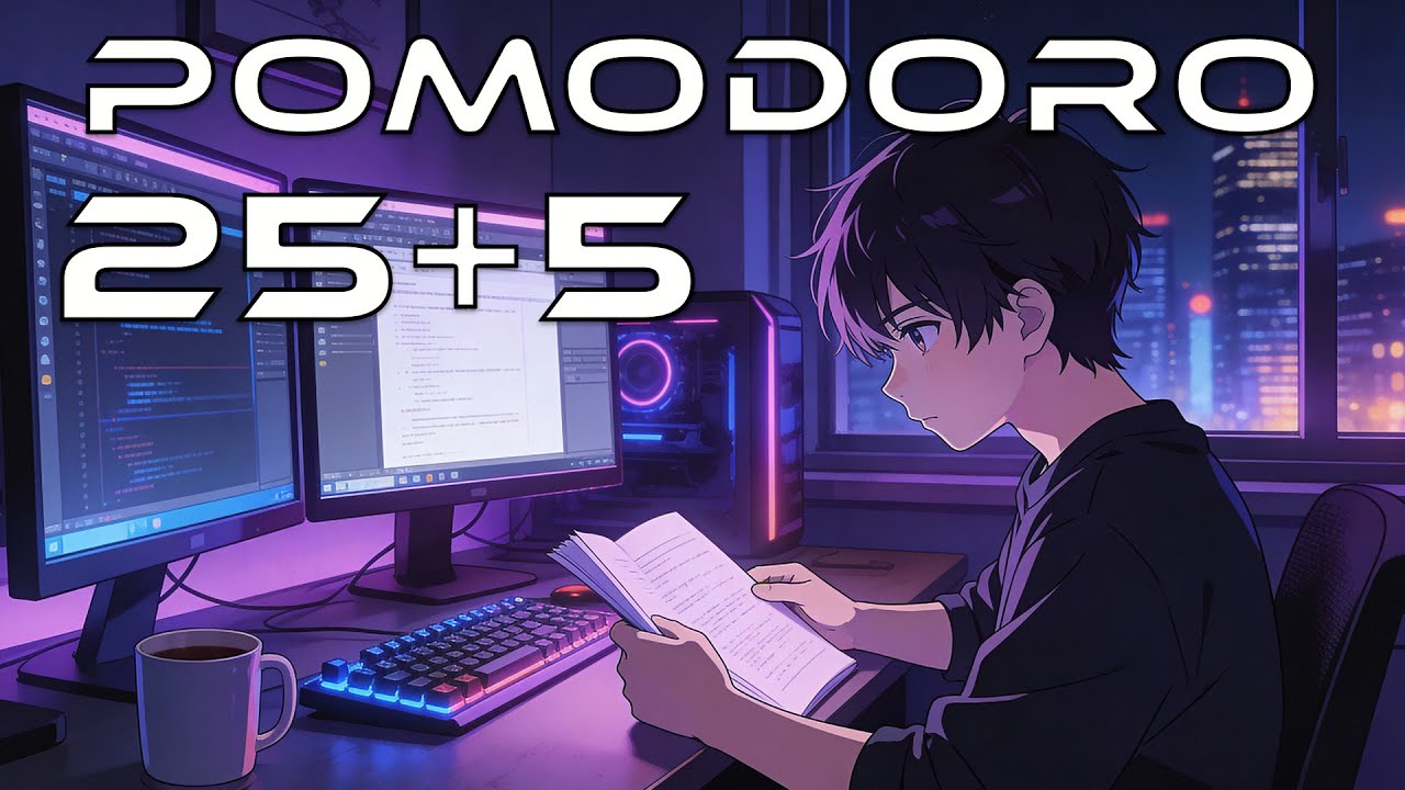 Pomodoro 25/5 Timer 🌆 3 Hours Night Session | Lofi Beats to Study