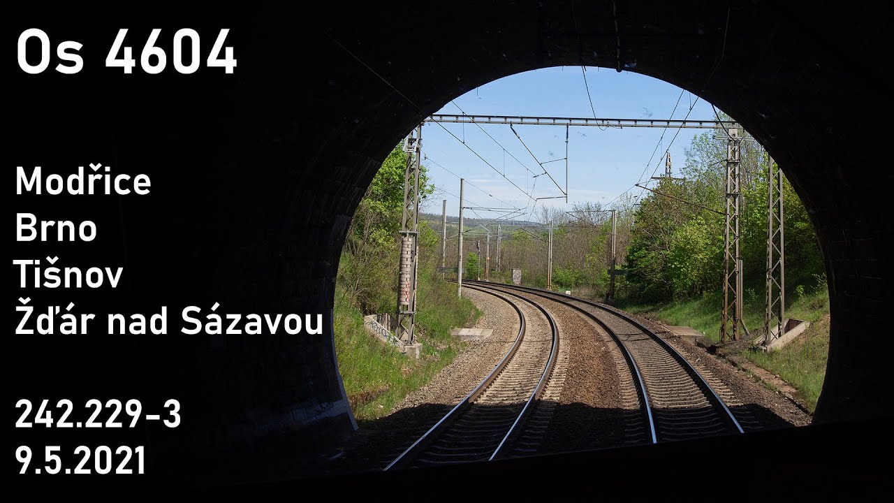 OČIMA STROJVŮDCE: Os 4604 (Modřice - Brno - Tišnov - Žďár nad Sázavou (9.5.2021)