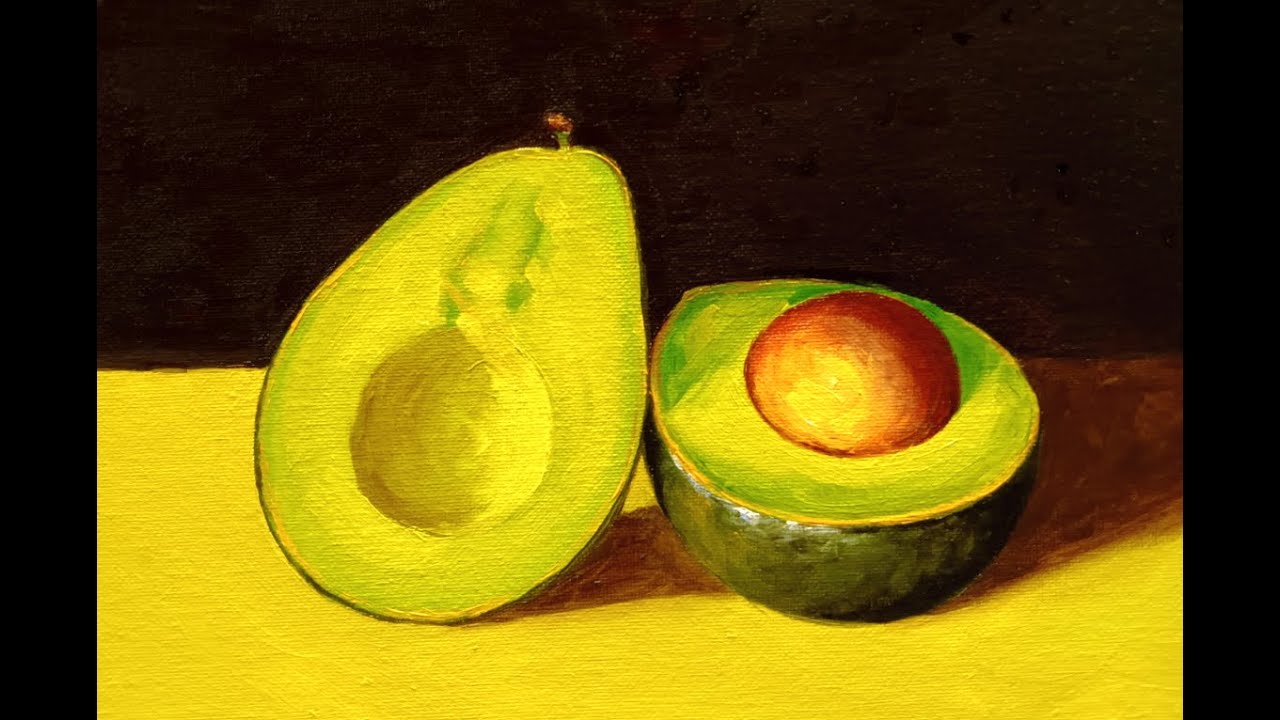 Learn to paint in one week with time-lapse, for Beginners, paint an avocado /#art #timelapse #myart