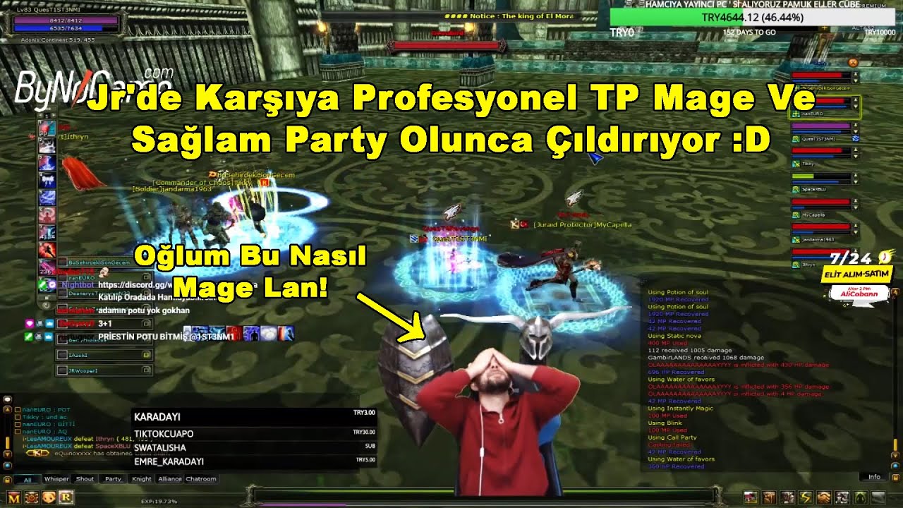 1ST3NM1 - Jr'de Karşıya Profesyonel TP Mage Ve Sağlam Party Olunca Çıldırıyor :D | Knight Online
