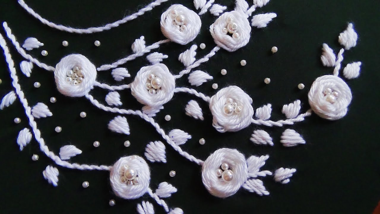 Hand Embroidery: Neckline Embroidery/Rosette Stitch