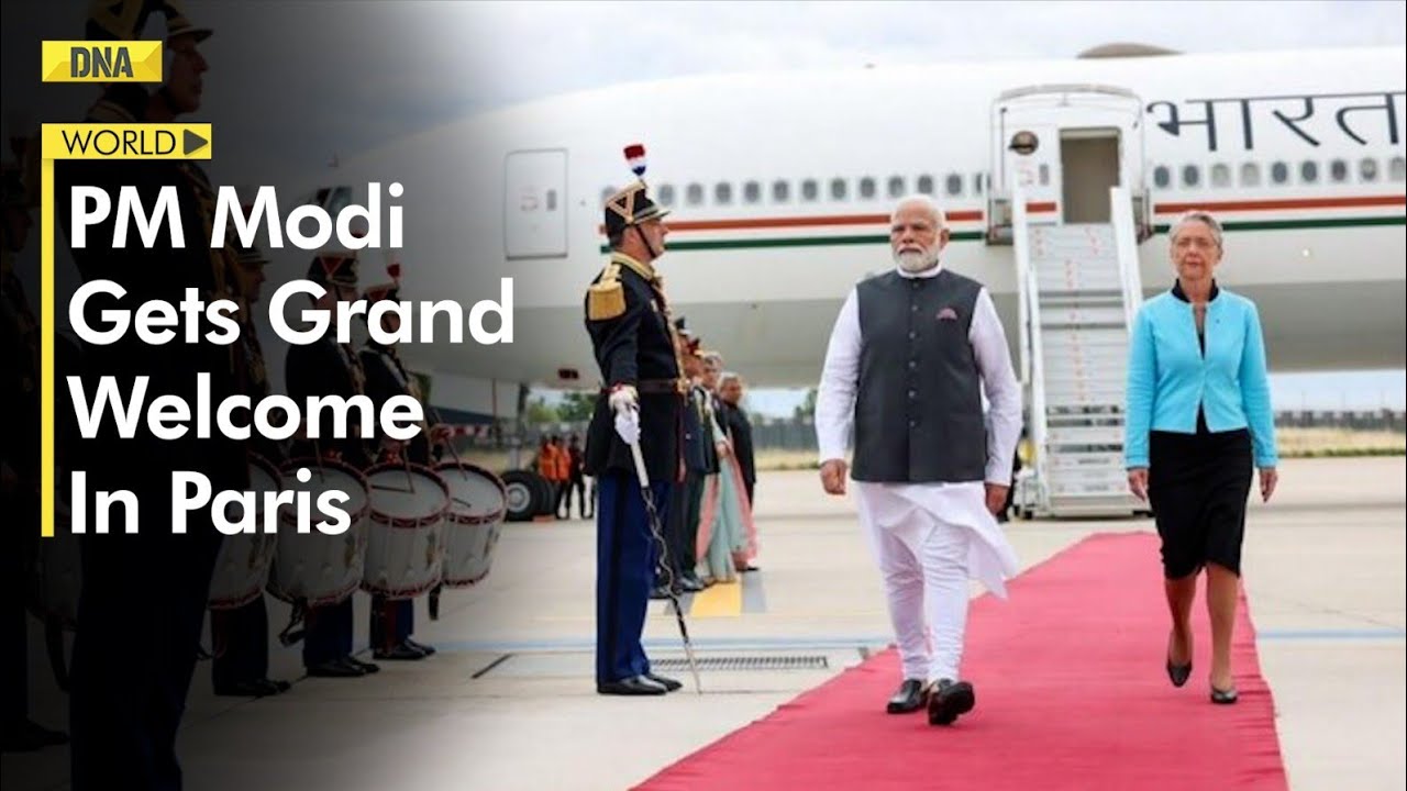 PM Modi Receives Tri-Services Guard Of Honour, Meets French Senate President