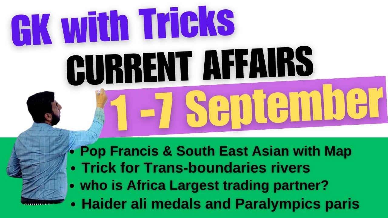 Current Affairs Weekly with tricks 1-7 Sep, 2024 Haider Ali BRI Assar-us-Sanadeed Istaqlal city