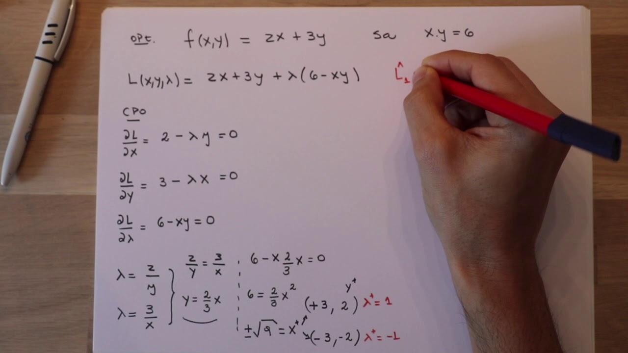 Método de multiplicadores de Lagrange - óptimos relativos (4)