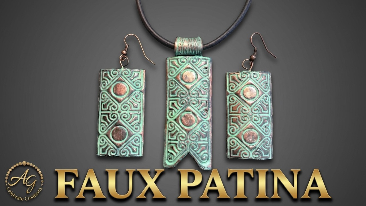 Faux Patina Effect - POLYMER CLAY TUTORIAL - Necklace Set - Jewelry Making