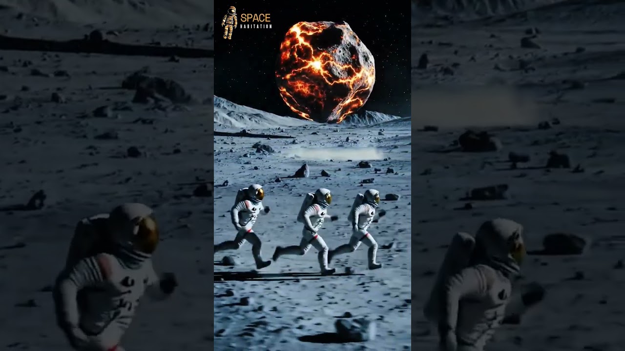 Asteroids Hitting the Moon?! Astronauts Running for Safety! 🌑☄️ #Moon #SpaceDisaster #Astronaut