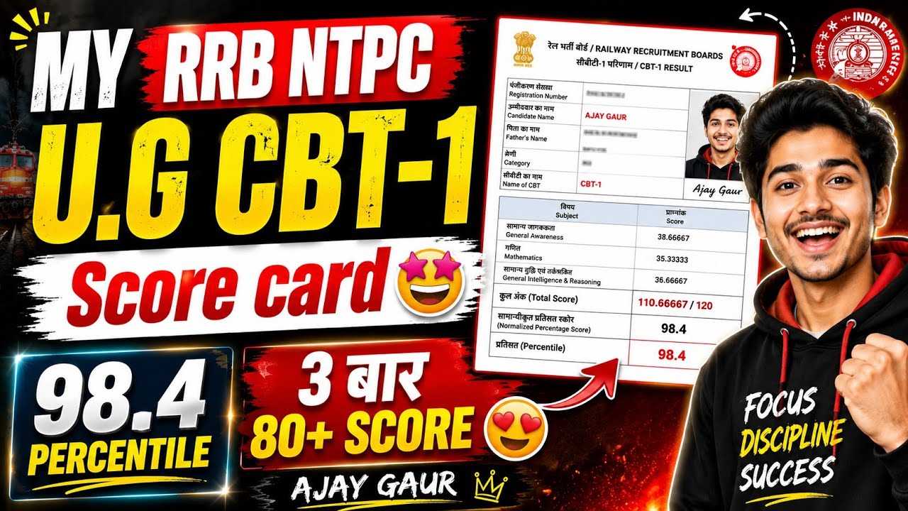 My NTPC UG Scorecard 😮 CBT-1 | RRB NTPC UNDERGRADUATE 2025-26 SCORECARD OUT