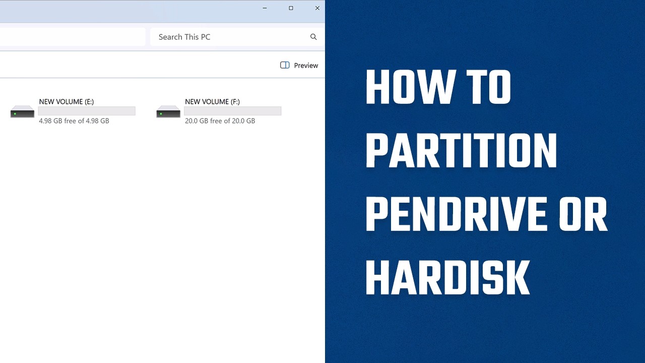 How to partition your Pendrive or Hardisk | Windows 10 or 11