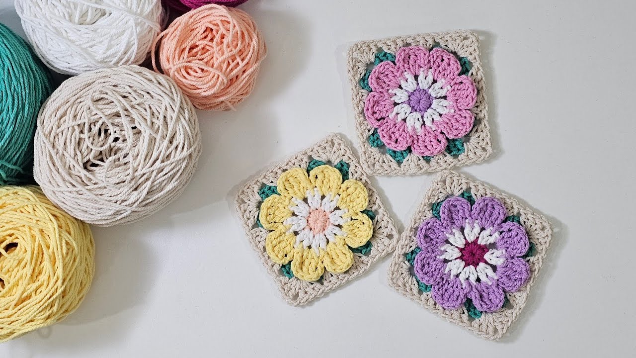 crochet motif cosmos flower