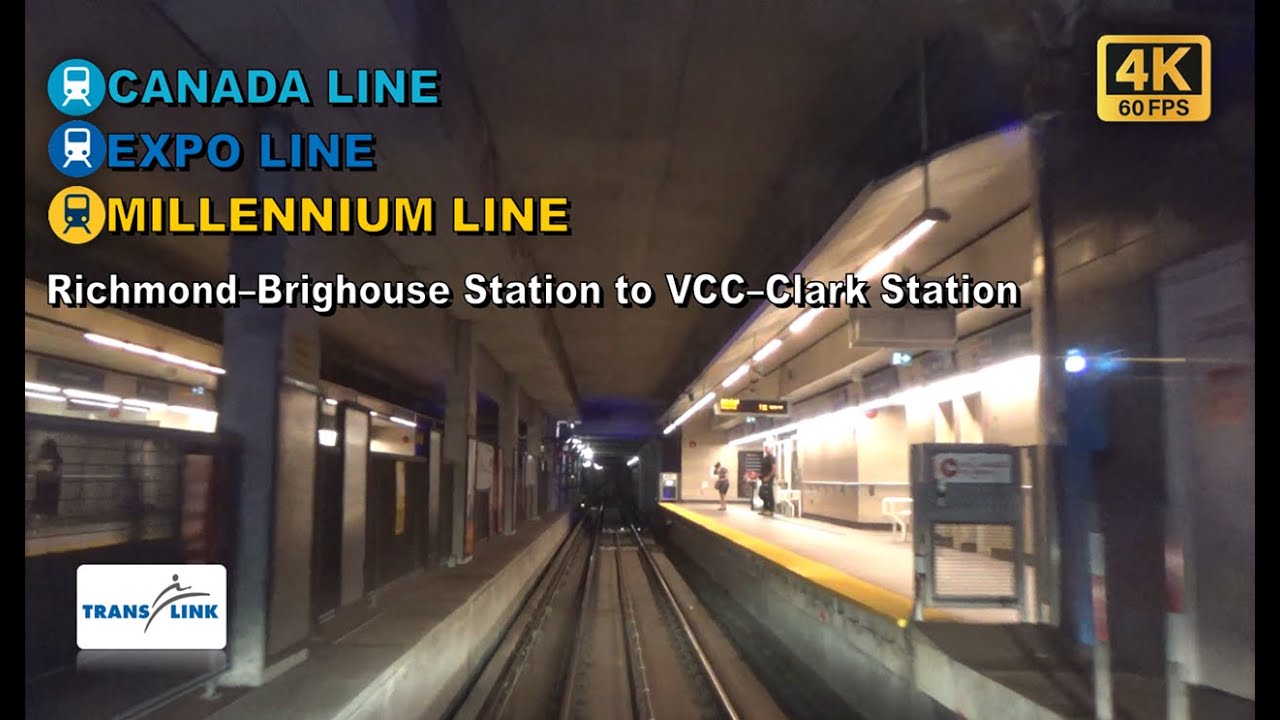 Vancouver Skytrain POV Walk: Richmond–Brighouse Stn to VCC–Clark Station Via Granville Stn【4K 60FPS】