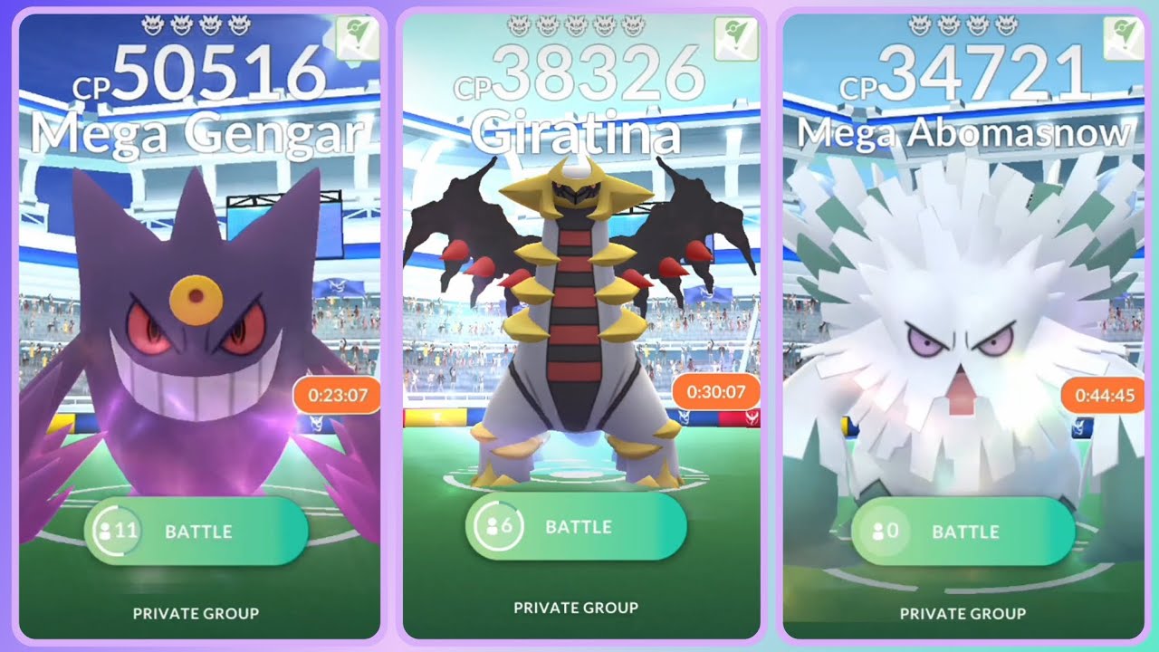Pokémon GO — Raid: Mega Gengar || Mega Abomasnow || Giratina (Altered)