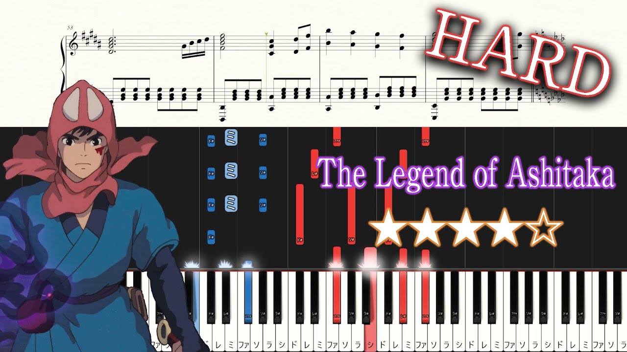 Princess Mononoke - The Legend of Ashitaka - Hard Piano Tutorial + Sheets / Studio Ghibli