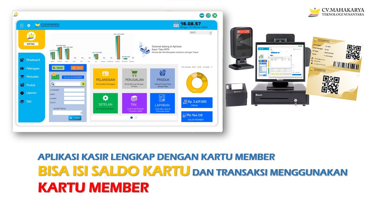 APLIKASI KASIR LENGKAP DENGAN SISTEM KARTU MEMBER DAPAT DI ISI DAN TARIK SALDO