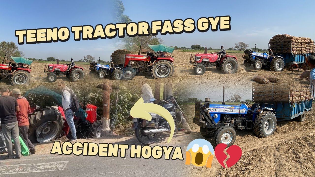 ROAD PAR TRACTOR ACCIDENT HOGYA💔😔|TEENO TRACTOR FASS GYE🚀😱. #vlog 