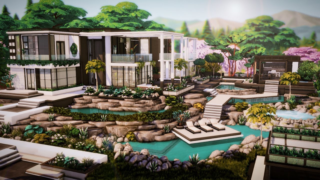 The Sims 4 Lush Modern Mansion | No CC | Sims 4 Stop Motion Build |