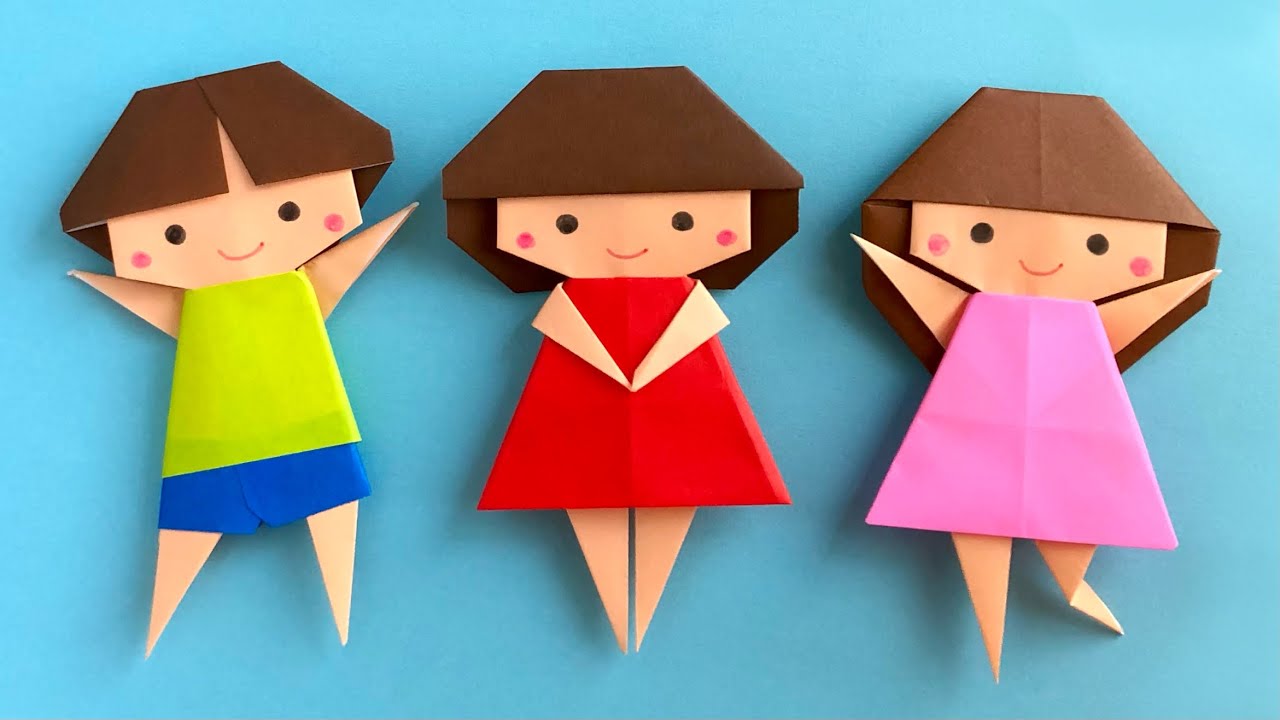 【折り紙】人形の作り方 男の子 女の子 アレンジできます