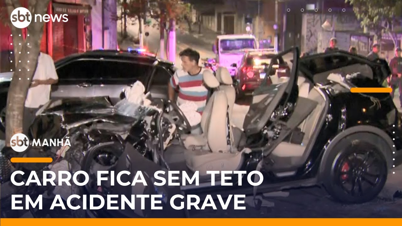 Grave acidente deixa seis feridos e carros completamente destru&iacute;dos em SP | #SBTManh&atilde;