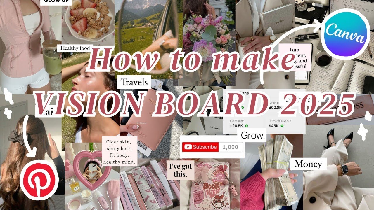 How to Create a Vision Board for 2025 | Using Pinterest & Canva | Make your vision come to life 🎀