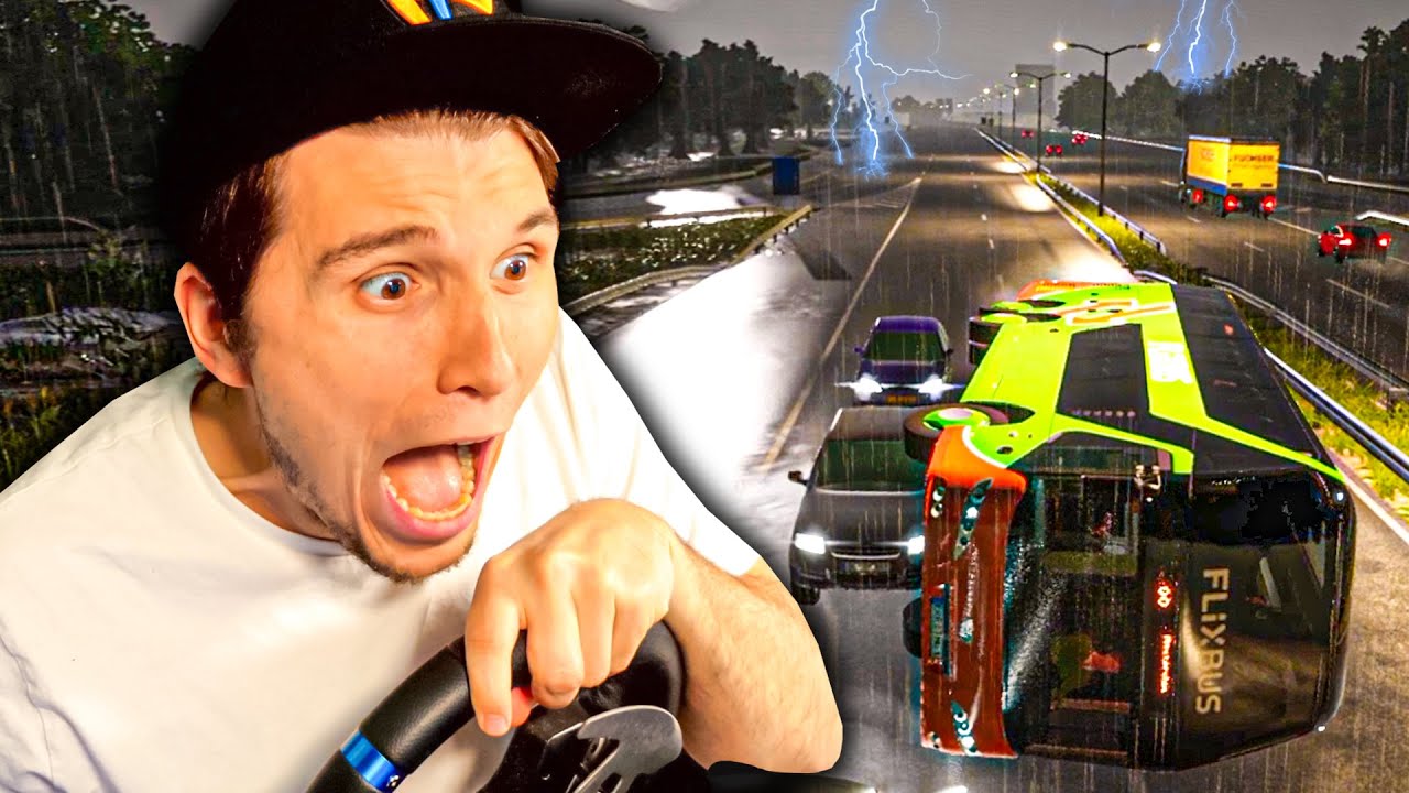 Gewitterchaos! - FLIXBUS auf Autobahn umgekippt ✪ (Flixbus) Fernbus Simulator