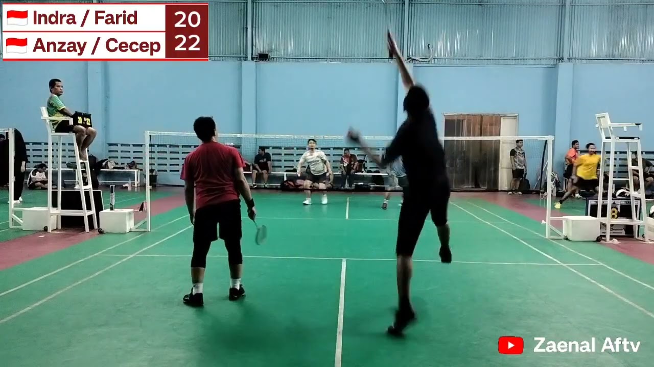 Indra/Farid vs Anjay/Cecep. Mengimbangi permainan biar menyala.