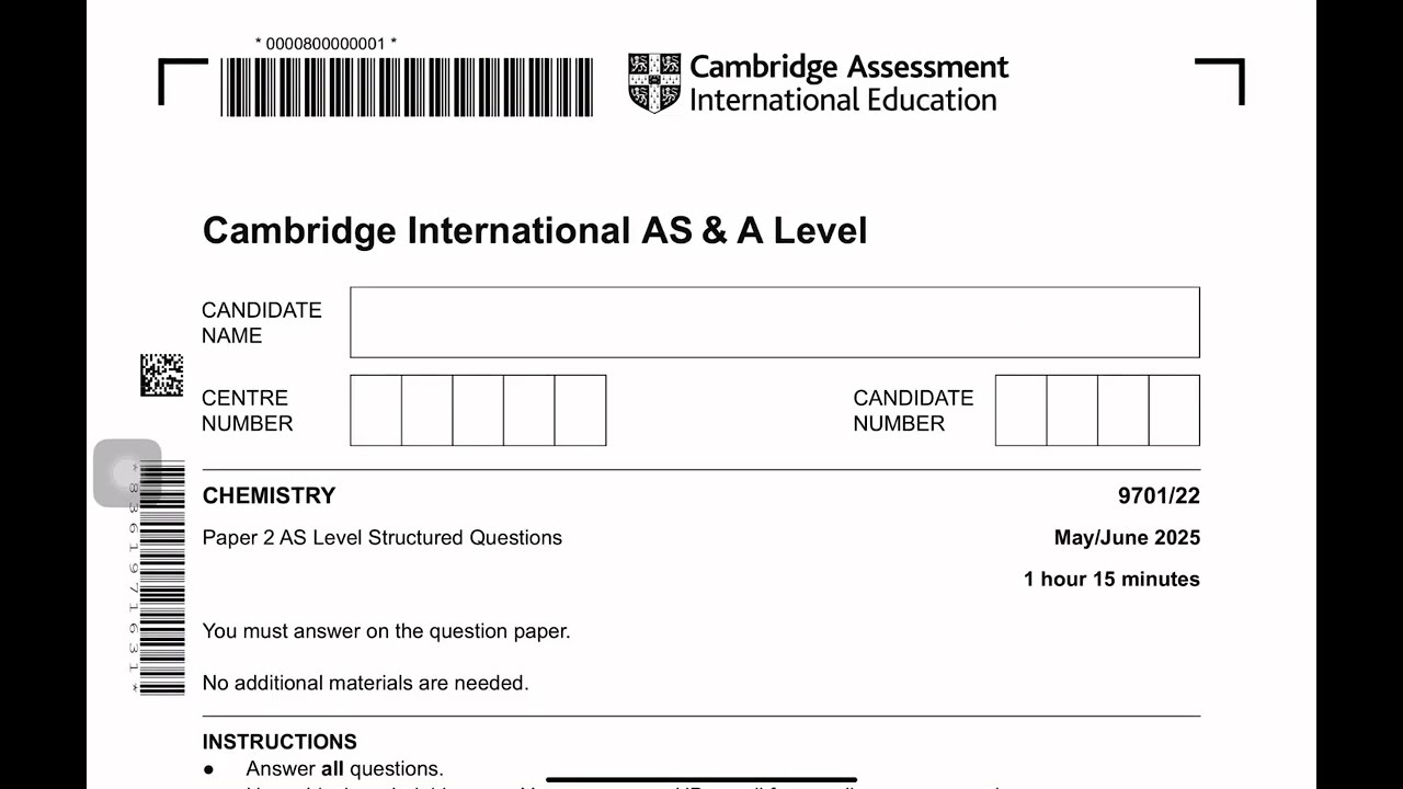 AS Chemistry P22 May/June 2025