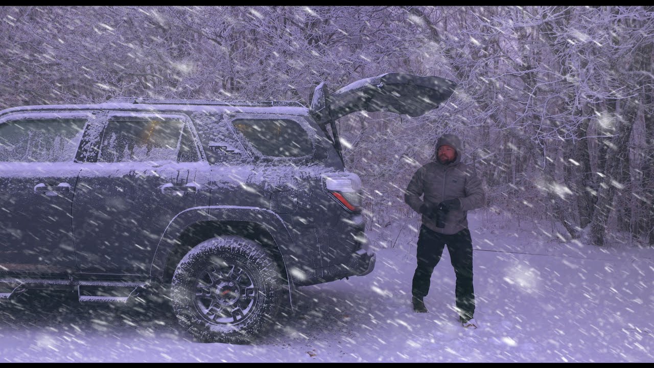 Snowed In on a Mountain Pass - Truck Camping in a Powerful Winter Snow Storm