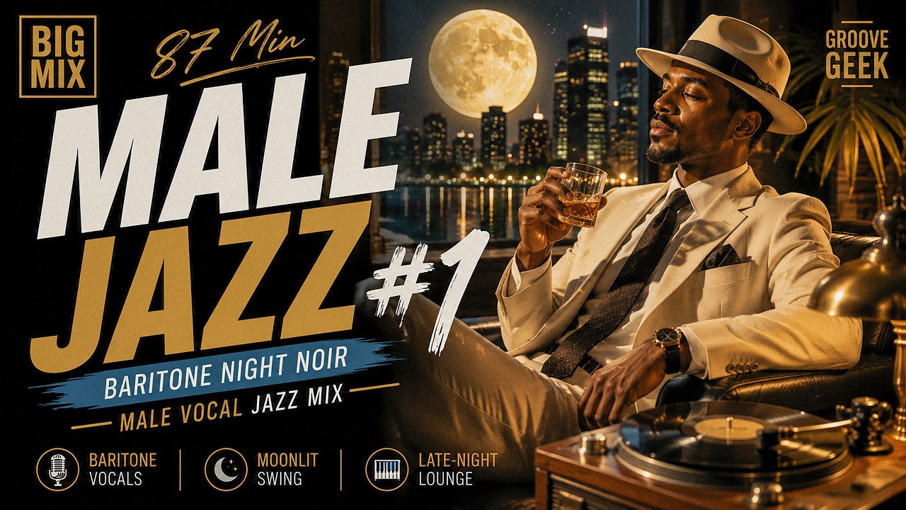 JAZZ MAN &mdash; 87 Min Male Vocal Jazz Big Mix | Baritone Moonlight &bull; Night Noir | GrooveGeek