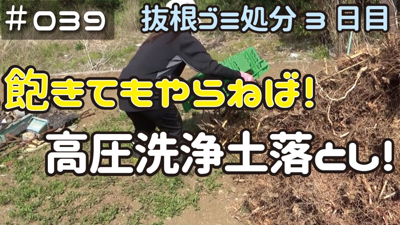 ≪週末DIYから始める移住への道≫ ＃039　根っこ処分3日目　誰得動画！？ひたすら高圧洗浄土落とし！≪アラフィフ開拓≫