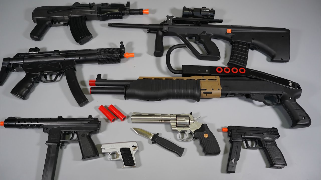 Shell ejecting SPAS12 Toy Gun Shot Gun - AK47 - Steyr AUG  Airsoft - MP5 - Toy Guns Collection