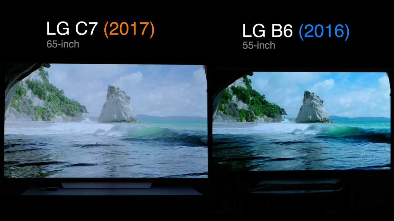 (Side by Side) 2017 LG C7 OLED VS. 2016 LG B6 OLED TV