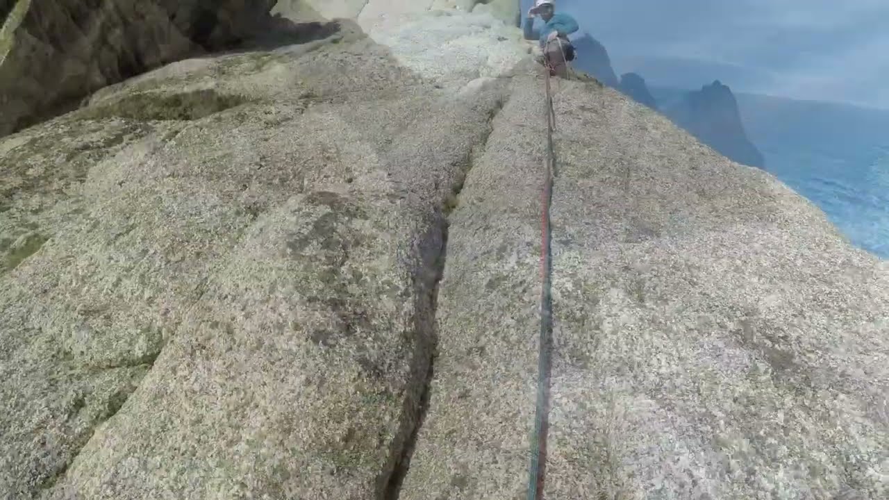 Climbing The Devil's Slide on Lundy