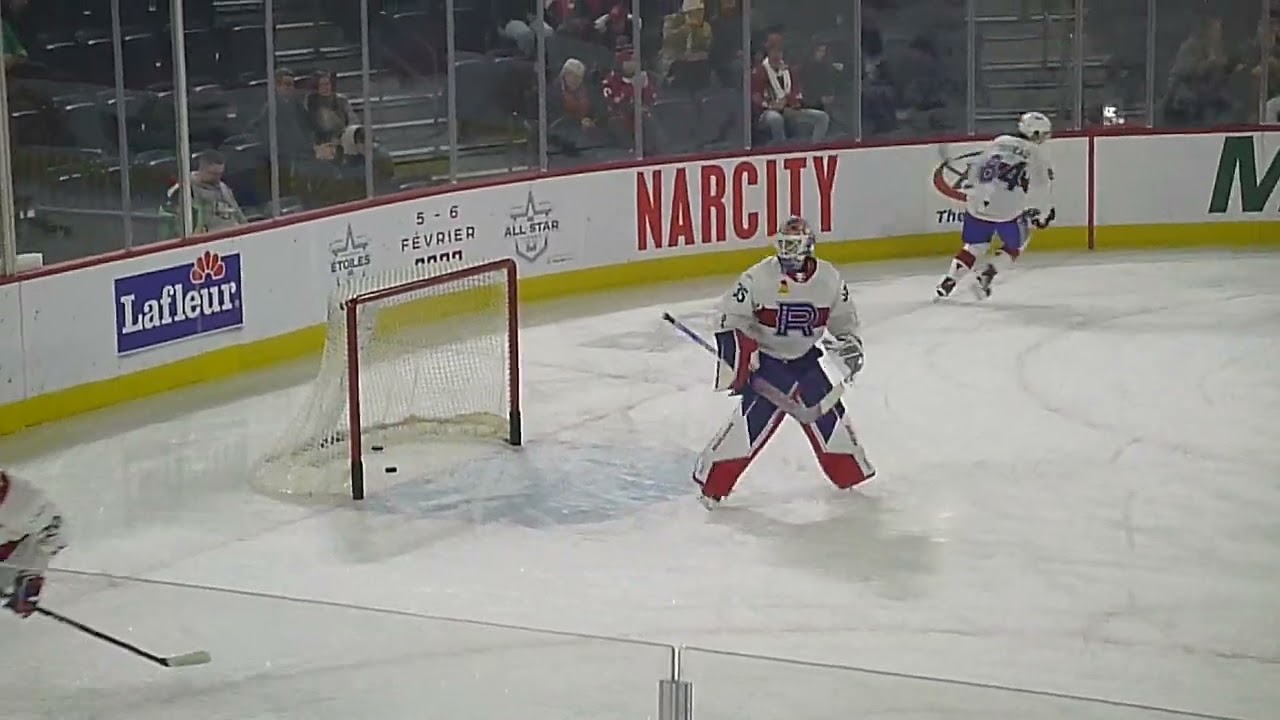Laval Rocket goalie Joe Vrbetic warms up 12/9/22