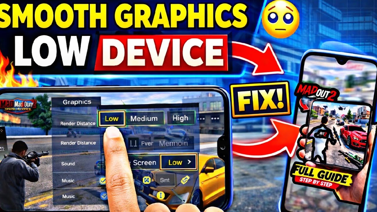 MadOut2 High Graphics vs Low Graphics Settings 😱 No Lag Trick.✅ #madout2 #gaming #games 