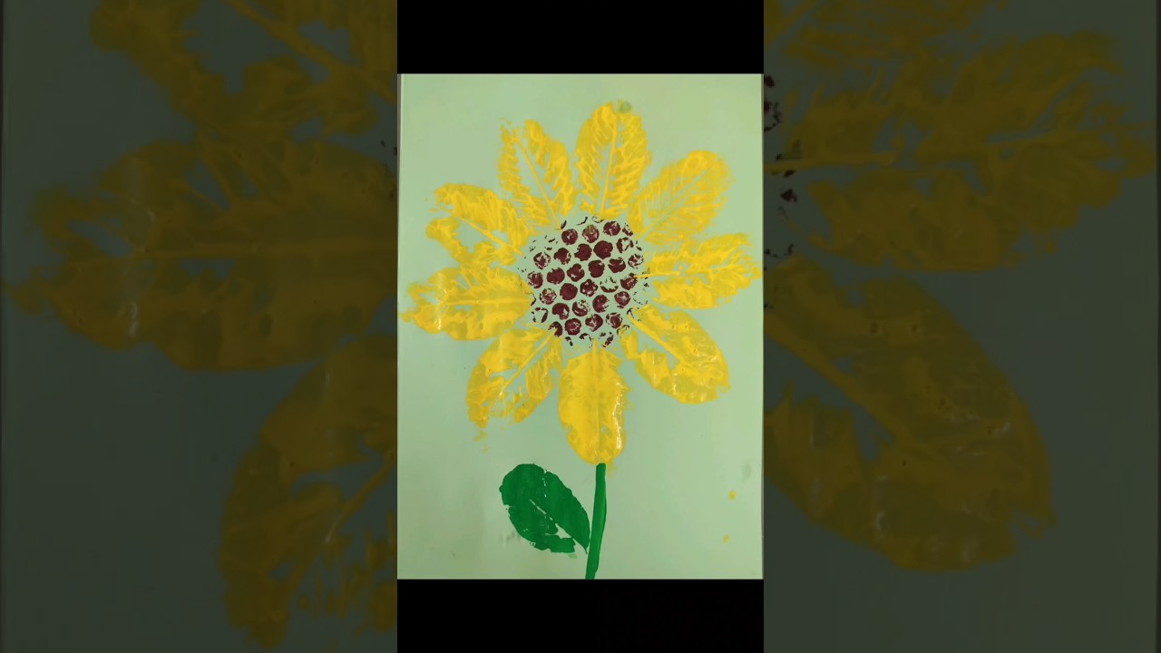 sunflower using leaf printing #leafprinting #bubblewrap #sunflower #shorts