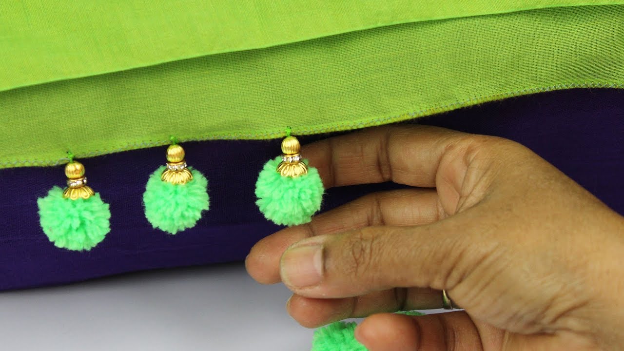 Pom Poms Design for Saree