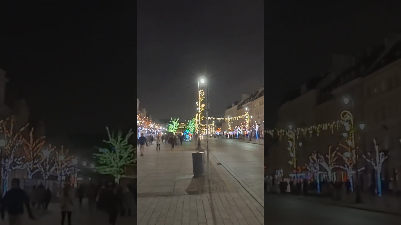 Warszawa, 🇵🇱. Polska. Walk, Illumination in Warsaw, Royal Route Walk. #Shorts