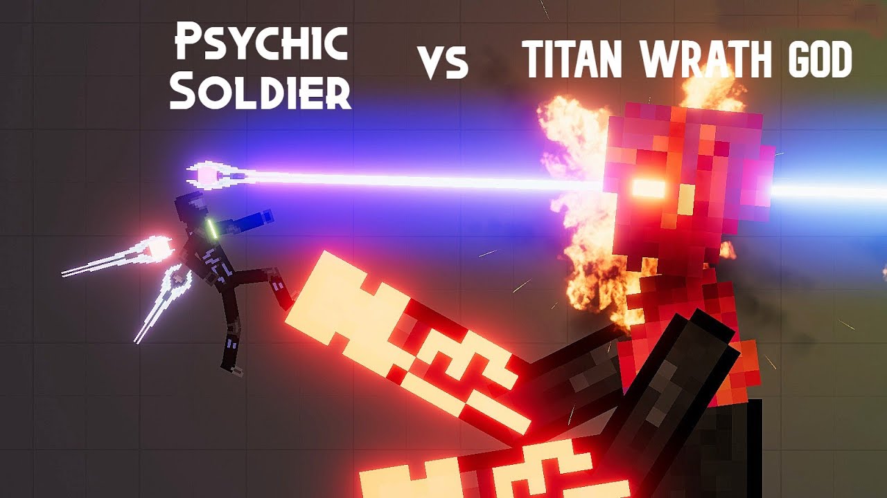 Psychic Soldier vs Titan Wrath God (Wrath God mod) in People Playground 1.11