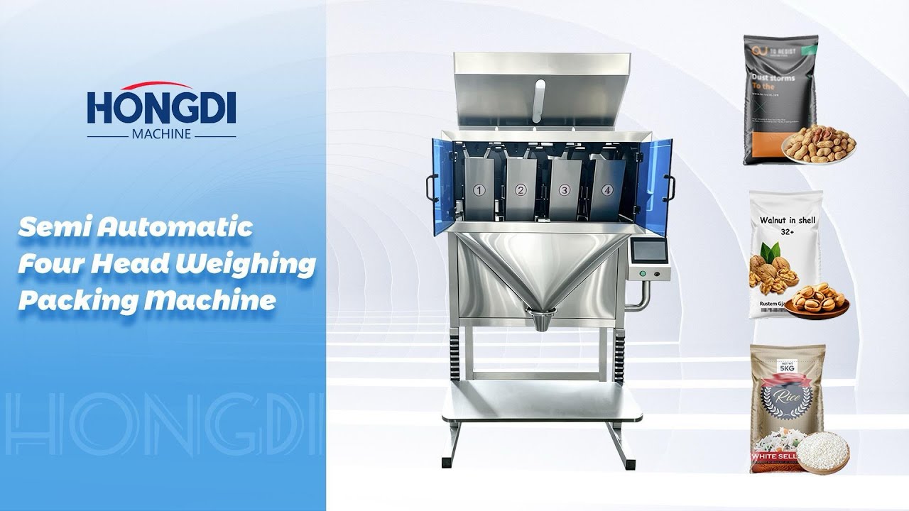 Semi Automatic 4-Bucket Weigher Packing Machine for Granules, Seeds, Rice & Fertilizer