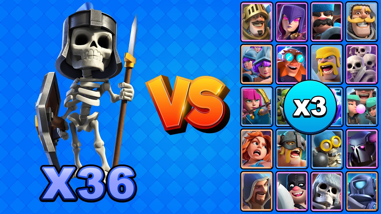 36 GUARDIAS VS TODAS LAS CARTAS X3 | Clash Royale